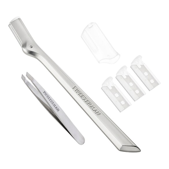 Mini Slant Tweezer & Brow Razor Set - S&oslash;lv, TWEEZERMAN