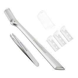 Mini Slant Tweezer & Brow Razor Set - Silver