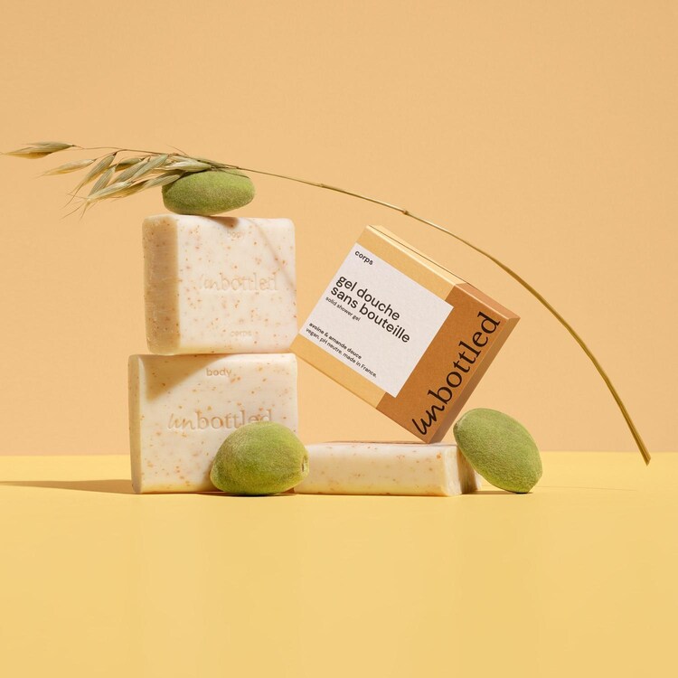 Gel doccia senza flacone alla farina d'avena e mandorle dolci Formato Viaggio