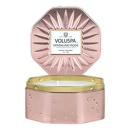 Vermeil Sparkling Rose Octagon Tin Candle - Świeca 