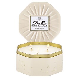 Vermeil Coconut Papaya Octagon Tin Candle - Świeca 