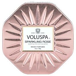 Vermeil Sparkling Rose Octagon Tin Candle - Świeca 
