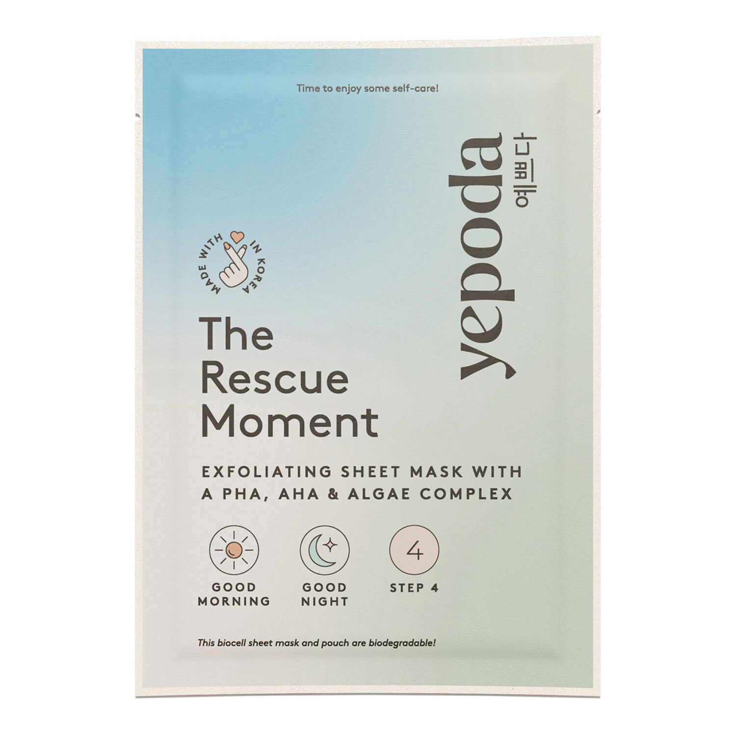 YEPODA - The Rescue Moment – Exfoliační látková maska s PHA, AHA a řasami