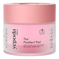 The Porefect Pad - Discos tonificantes esfoliantes, água de rosas, AHA, BHA, PHA, YEPODA