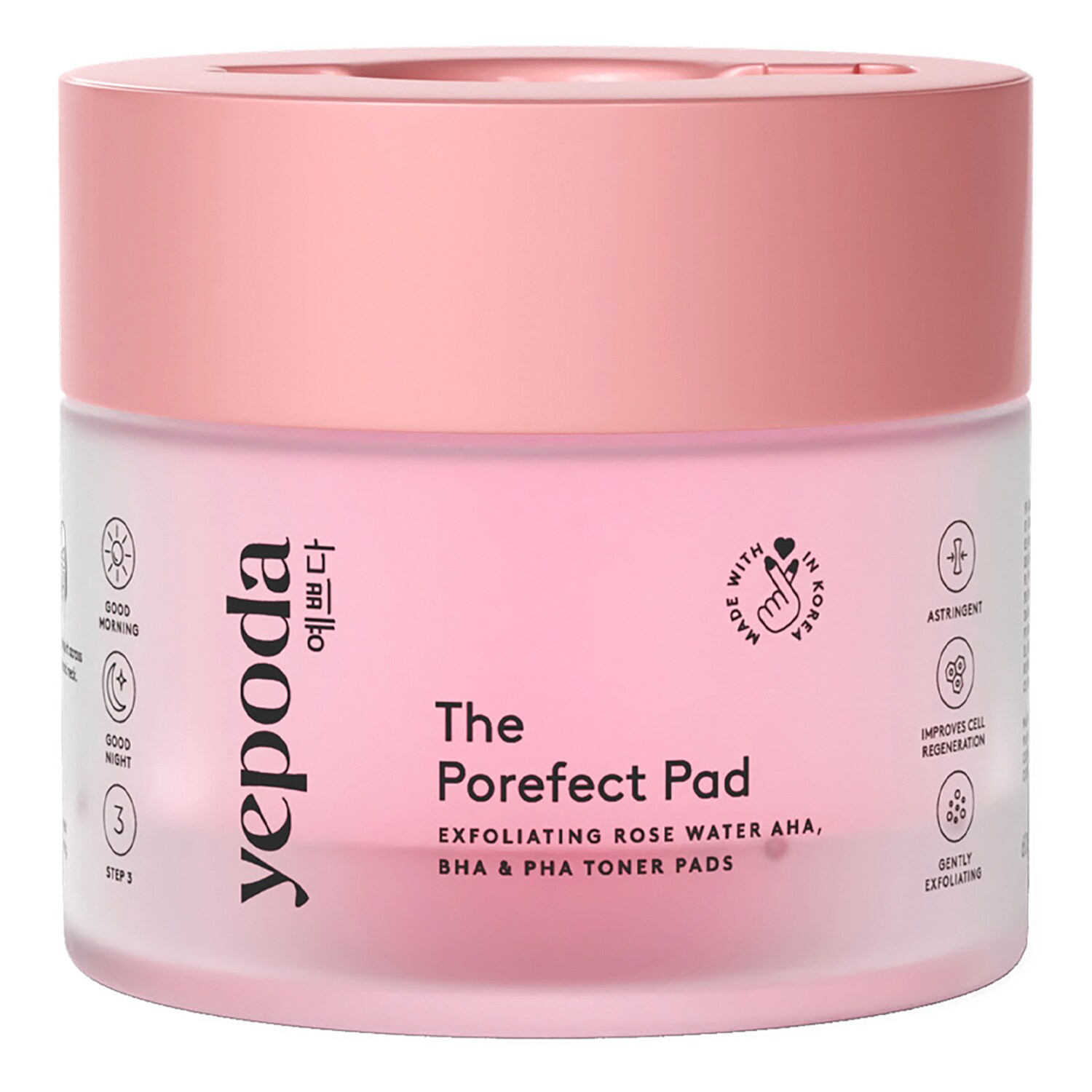 YEPODA - The Porefect Pad – Exfoliační polštářky s růžovou vodou, AHA, BHA a PHA