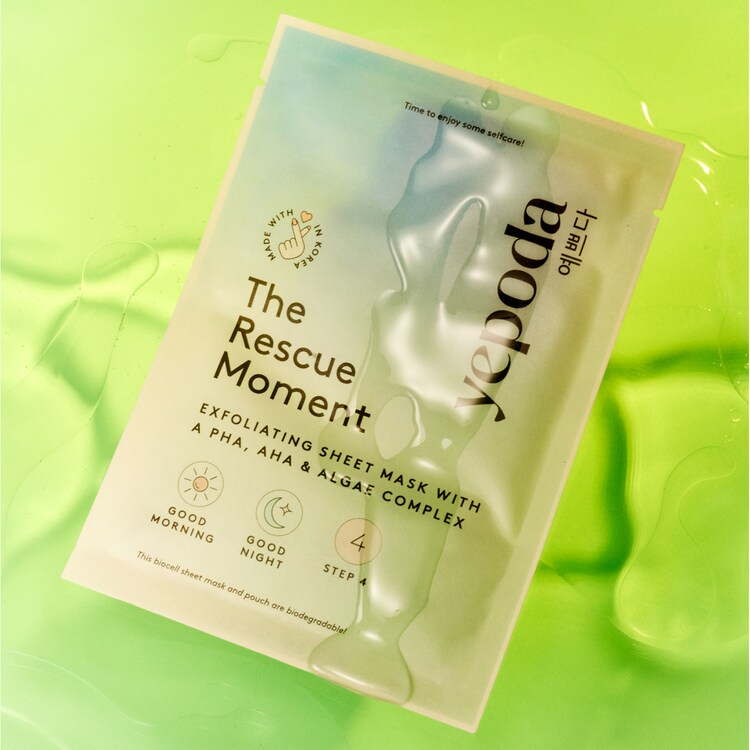 The Rescue Moment – Masque en tissu exfoliant aux PHA, AHA et algues
