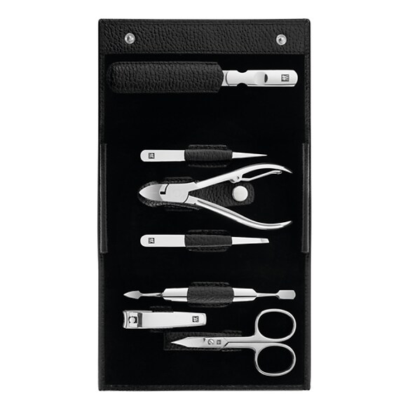Maniküre Pediküre Set 7tlg. mit Nagelknipser, Leder, schwarz, ZWILLING BEAUTY