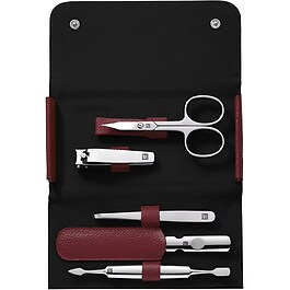 Maniküre Pediküre Set 5tlg. Mit Nagelknipser, Leder, Rot