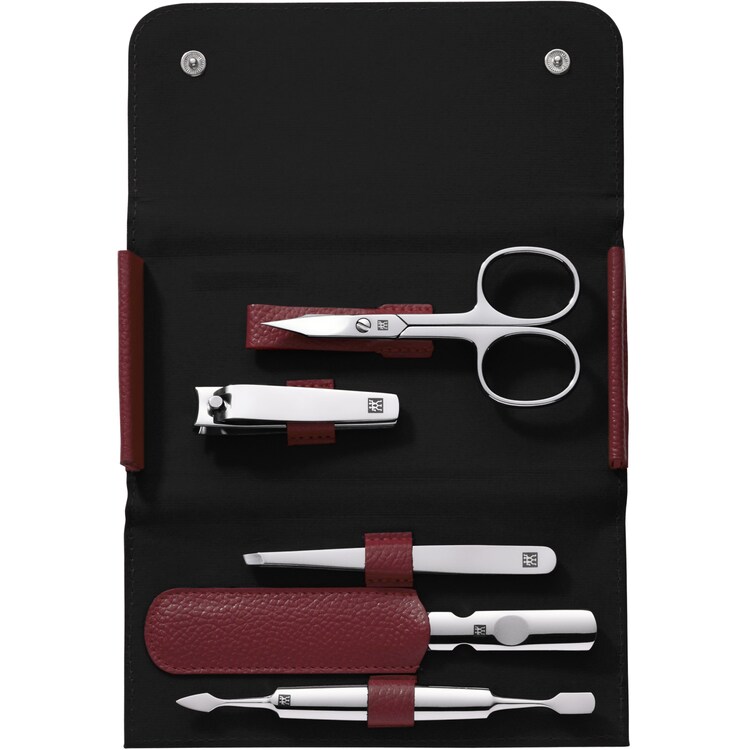 Maniküre Pediküre Set 5tlg. Mit Nagelknipser, Leder, Rot