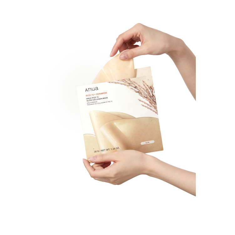 Rice 70 Glow Collagen Mask - Máscara de hidrogel de colagénio hidratação máxima