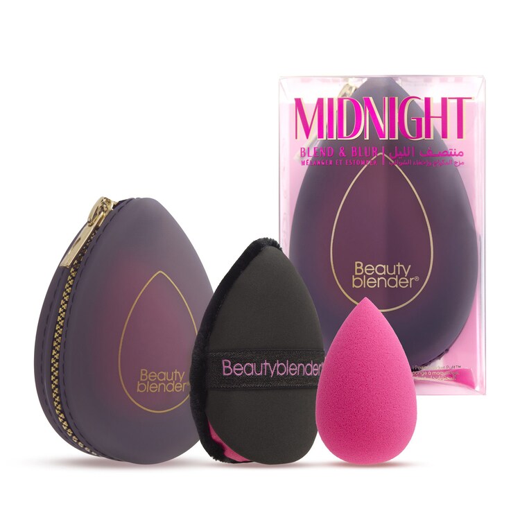 Midnight Blend & Blur Set - Conjunto de esponja para maquilhagem, pincel e bolsa