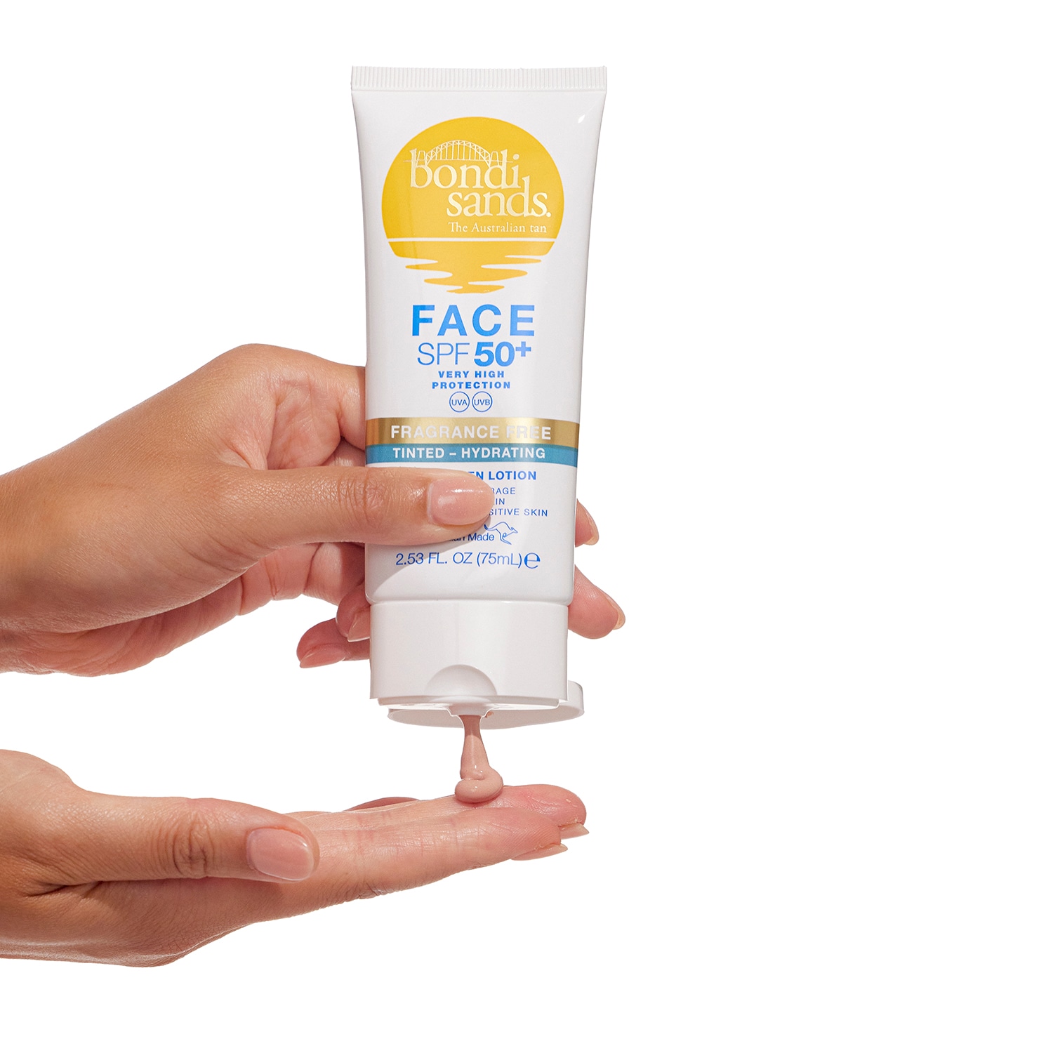 SPF 50+ FRAGRANCE FREE FACE HYDRATING TINTED LOTION TUBE