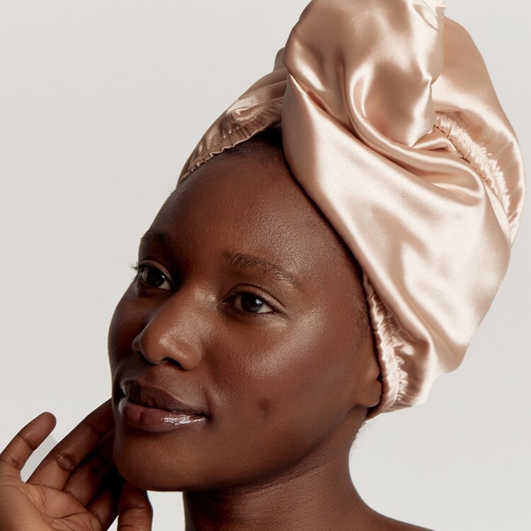 Double-Sided Satin Hair Towel Wrap - Dwustronny Turban Do Włosów Champagne