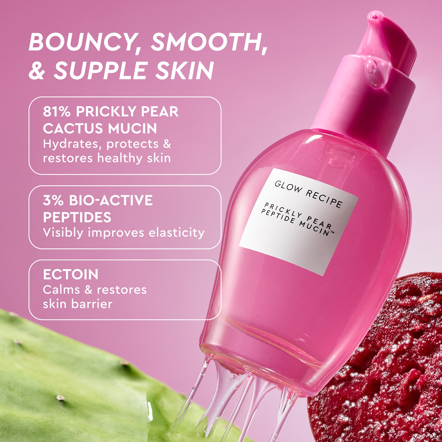 Prickly Pear - Peptide Bouncy + Hydrating Skin Barrier Vegan Mucin Face Serum