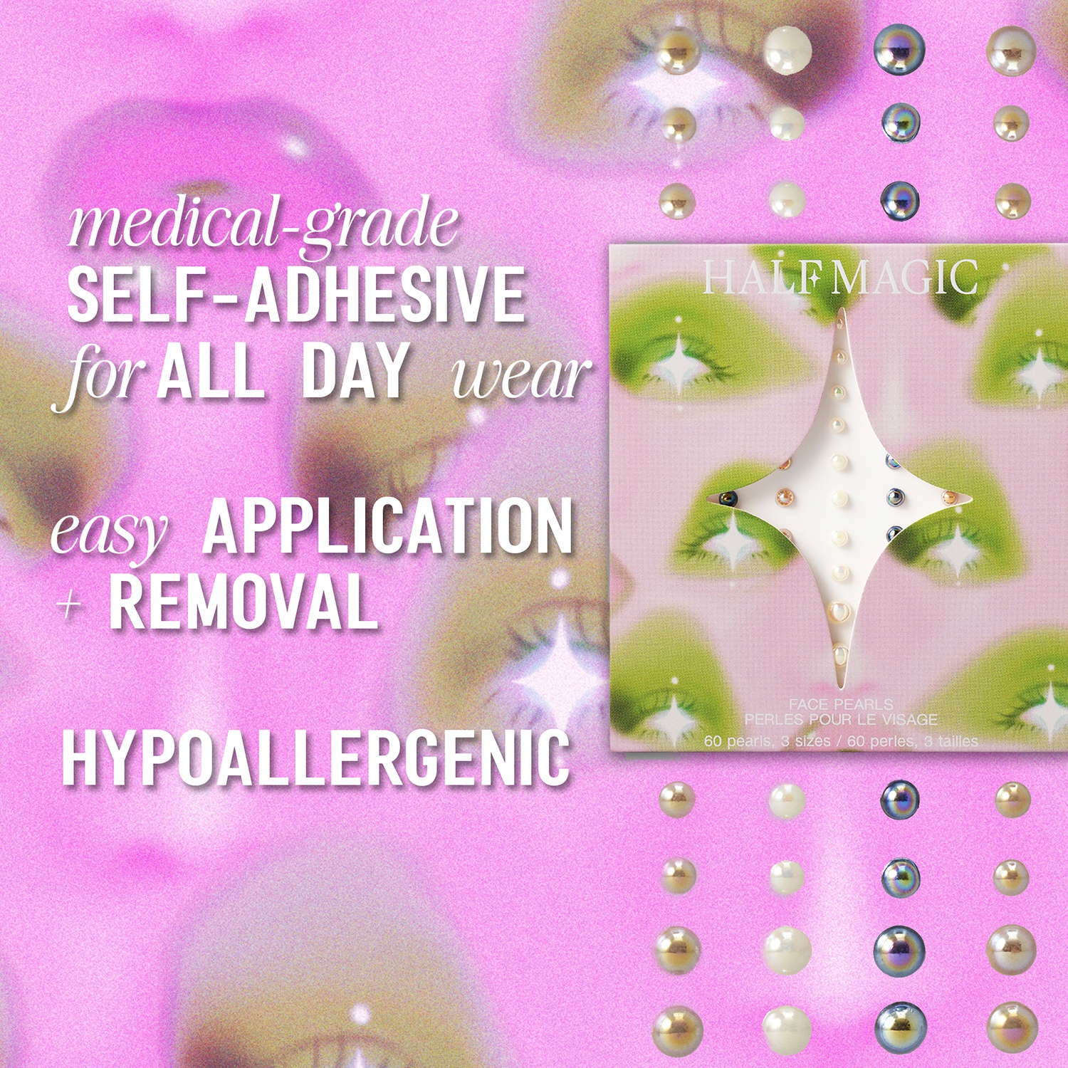 Self-Adhesive Face Pearls - Classic Iridescent