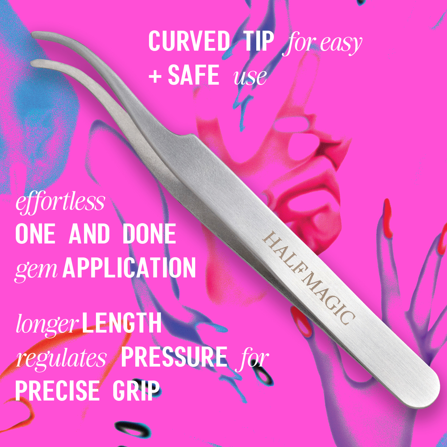 Curved Tip Adornment Tweezers - For Precise Gems Application