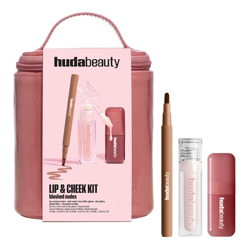 HUDA BEAUTY - Lip & Cheek Blushed Nudes Kit – Make-up-Set