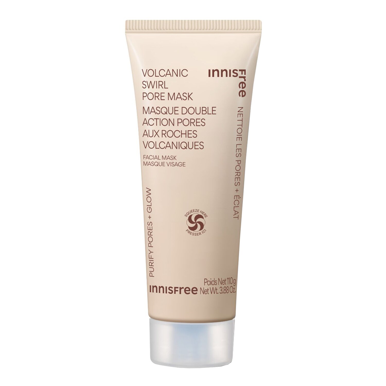 innisfree Volcanic Swirl Pore Mask jílová maska pro hydrataci pleti a minimalizaci pórů 110 g