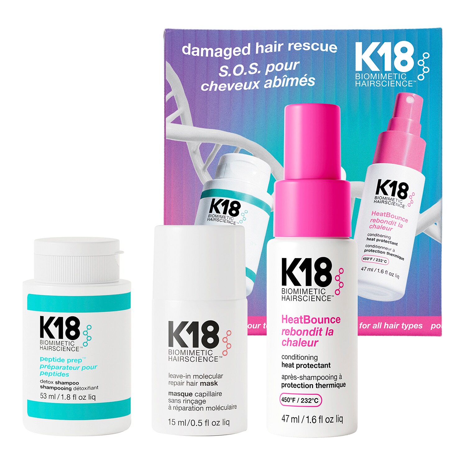 K18 - Damaged Hair Rescue Set - Třífázová sada pro péči o poškozené vlasy