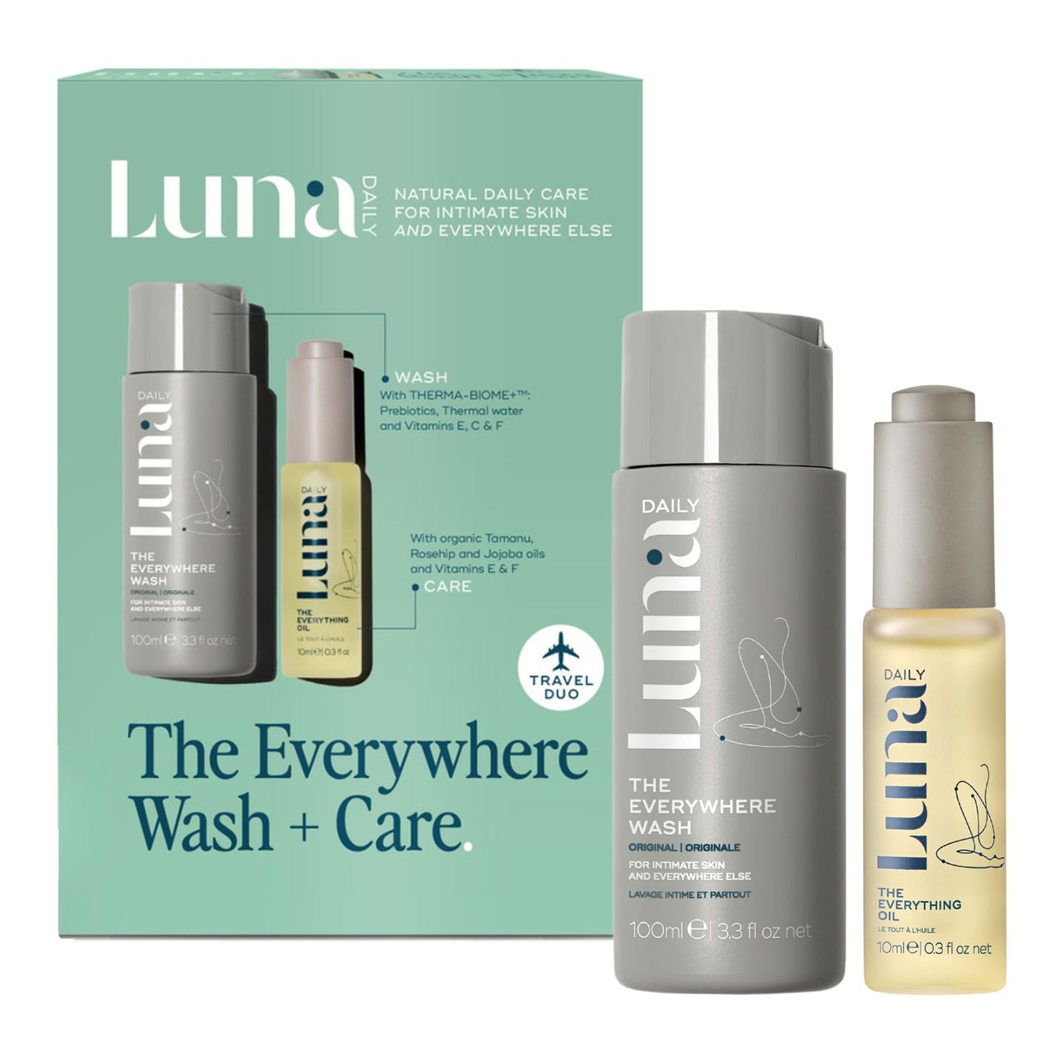 The Everywhere Wash + Care mini set - pH balanced with Prebiotics + Vitamins