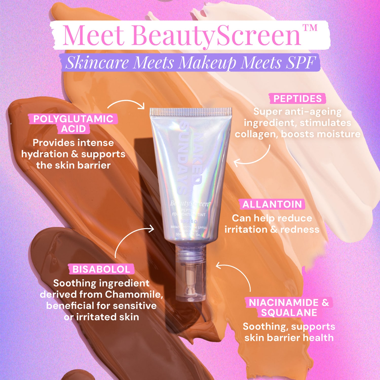 BeautyScreen™ SPF50 Peptide Foundation Tint 30ml