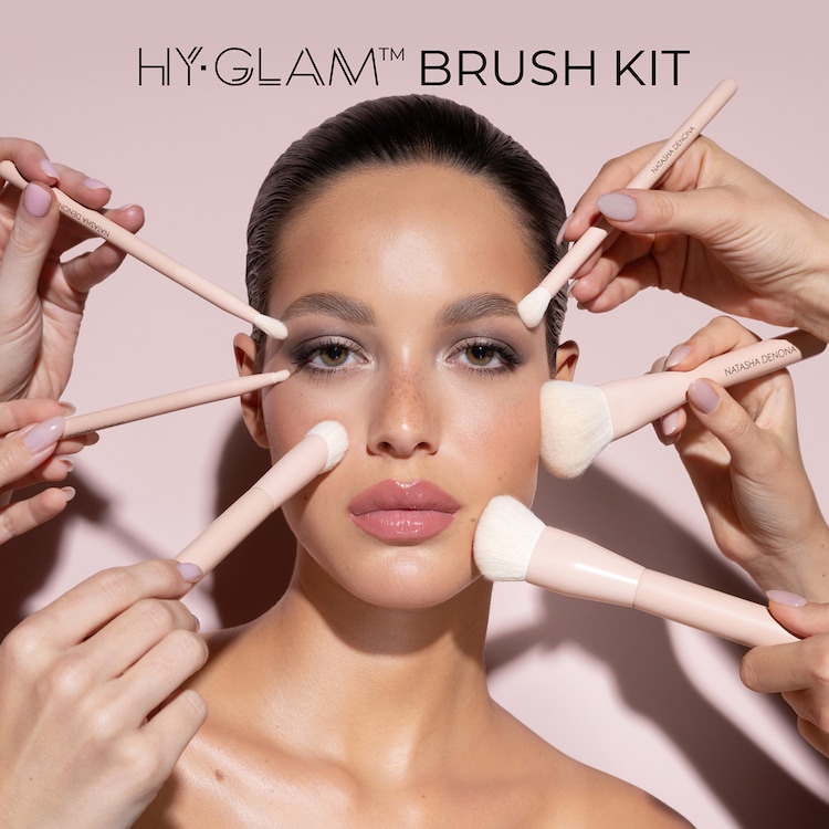 Kit de Escovas HY-GLAM - Conjunto profissional de 6 escovas faciais e de olhos