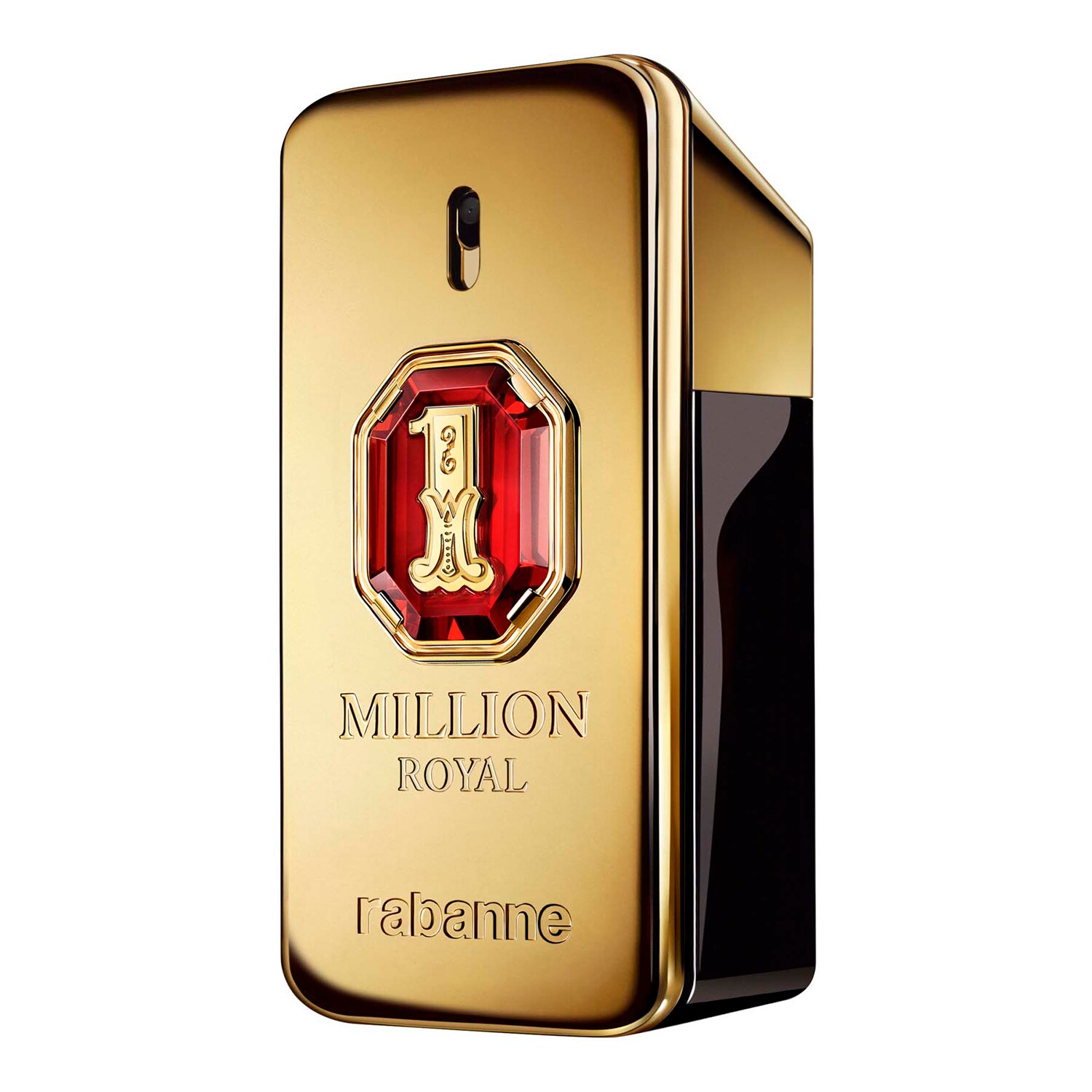 Zlatý flakon parfému 1 Million Royal od Paco Rabanne s červenými odstíny
