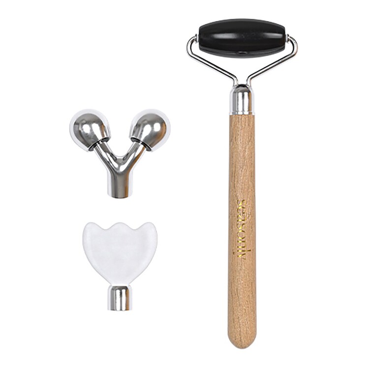 roller multi-têtes - trio d'accessoires de massage du visage