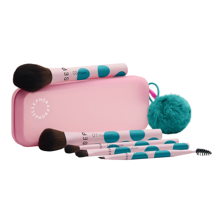 Set Pennelli Make-up Pro - 2 pennelli viso + 3 pennelli occhi