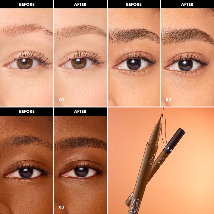 Shake & Sketch Brow Felt Liner - Øjenbrynspen med ultrafin spids