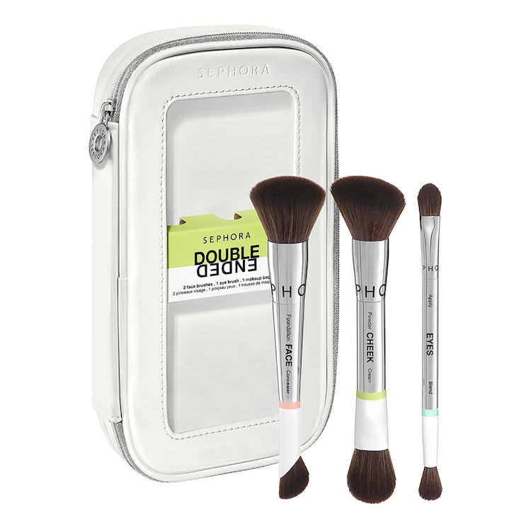 Le Kit de Pinceaux Double-Embout - Kit de pinceaux maquillage visage et yeux