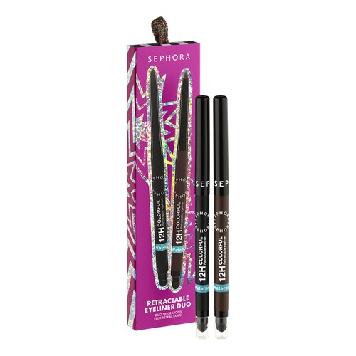 Sephora Collection - RETRACTABLE EYEPEN DUO – Σετ με δύο αναδιπλούμενα μολύβια ματιών, μαύρο και καφέ