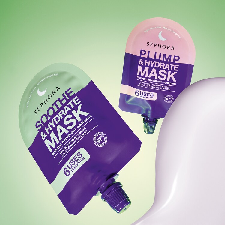 Masques visage nuit – Přilnavá gelově-krémová hydratační textura