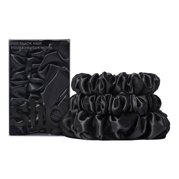 Back to Basics - Crni set gumica za kosu od čiste svile, SLIP