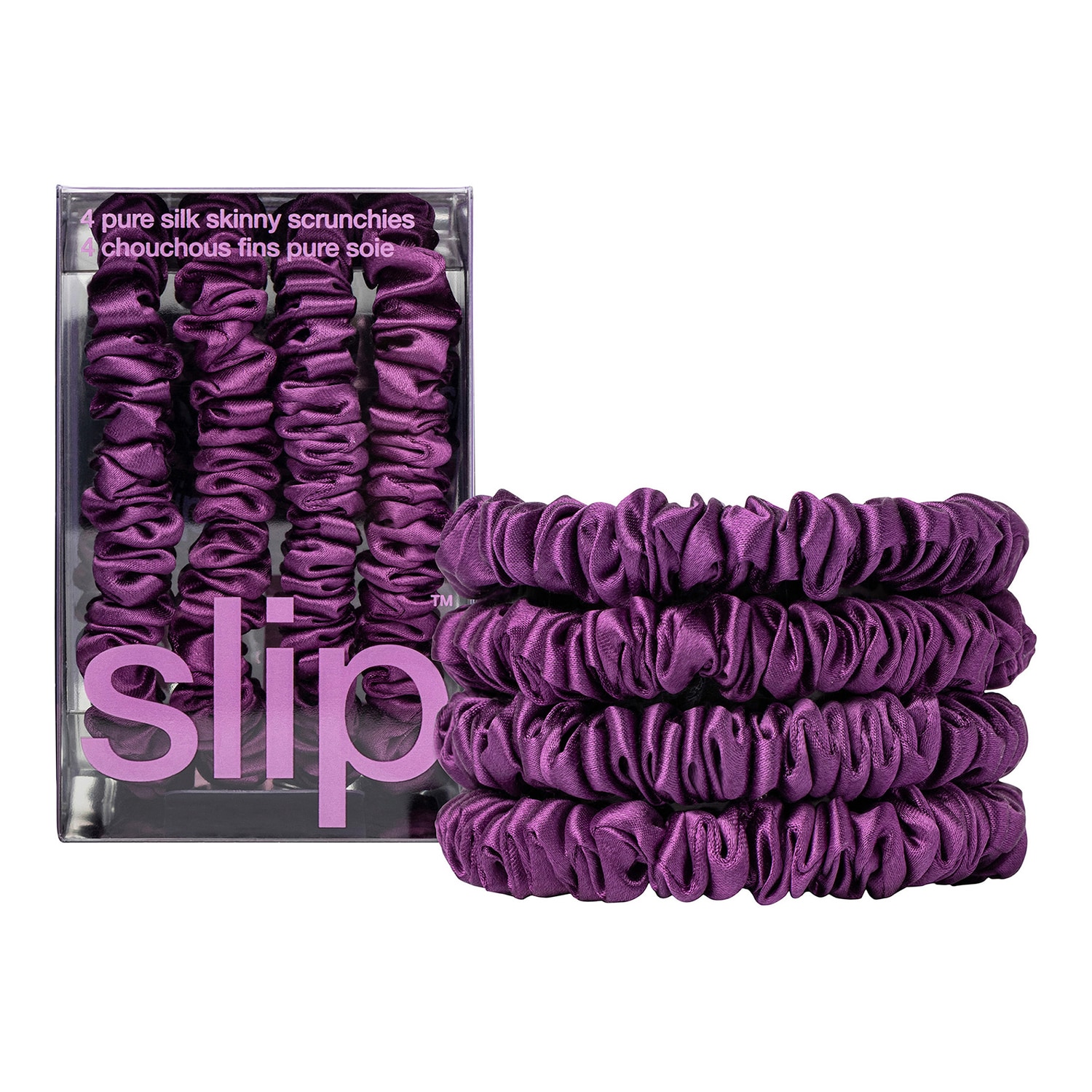 Pure Silk Skinny Scrunchies Dark Purple