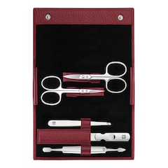 Manik&uuml;re Pedik&uuml;re Set 5tlg. mit Nagelschere, Leder, Rot, ZWILLING BEAUTY